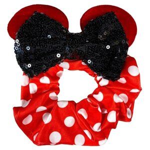Minnie Mouse Ears Hair Scrunchies Hair Rubber Band Black Sequins Bow Polka Dot